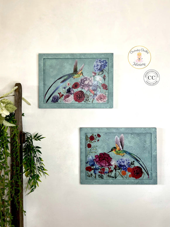Floral Hummingbirds Wall Art / Hanging Decor