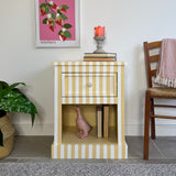Striped Lemon Yellow Side Drawer Unit