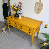 Colourful Mustard Yellow Rustic Vintage Desk / Table / Console