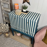 Blue & White Striped Vintage Linen Console / Cupboard