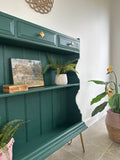 Solid Pine Console Table / Bookcase Painted Dark Green