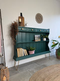 Solid Pine Console Table / Bookcase Painted Dark Green