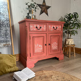 Solid Pine Sideboard Painted Boho Pink and White Floral