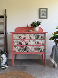 Vintage Chest of Drawers painted Pink and Floral