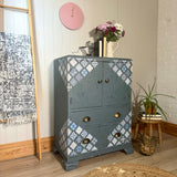 Rustic Blue Patterned Vintage Linen Cupboard