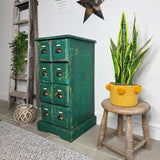 Vintage Industrial Style Small Chest Of Drawers Painted Colourful Green