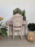 French style dressing table, chair and mirror painted pink