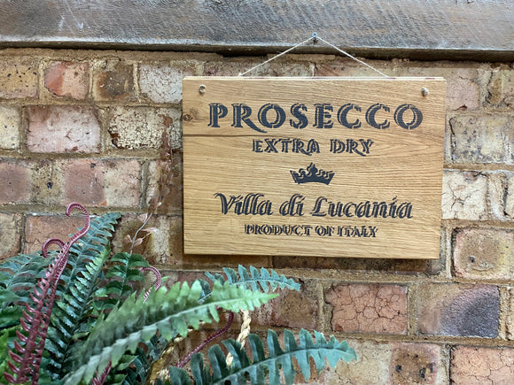 Prosecco wooden sign