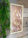 Acrylic pour framed artwork wall hanging - cream, pink and copper