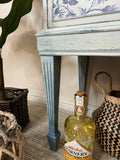 Petite Boho Drinks Cabinet painted White / Blue and Floral